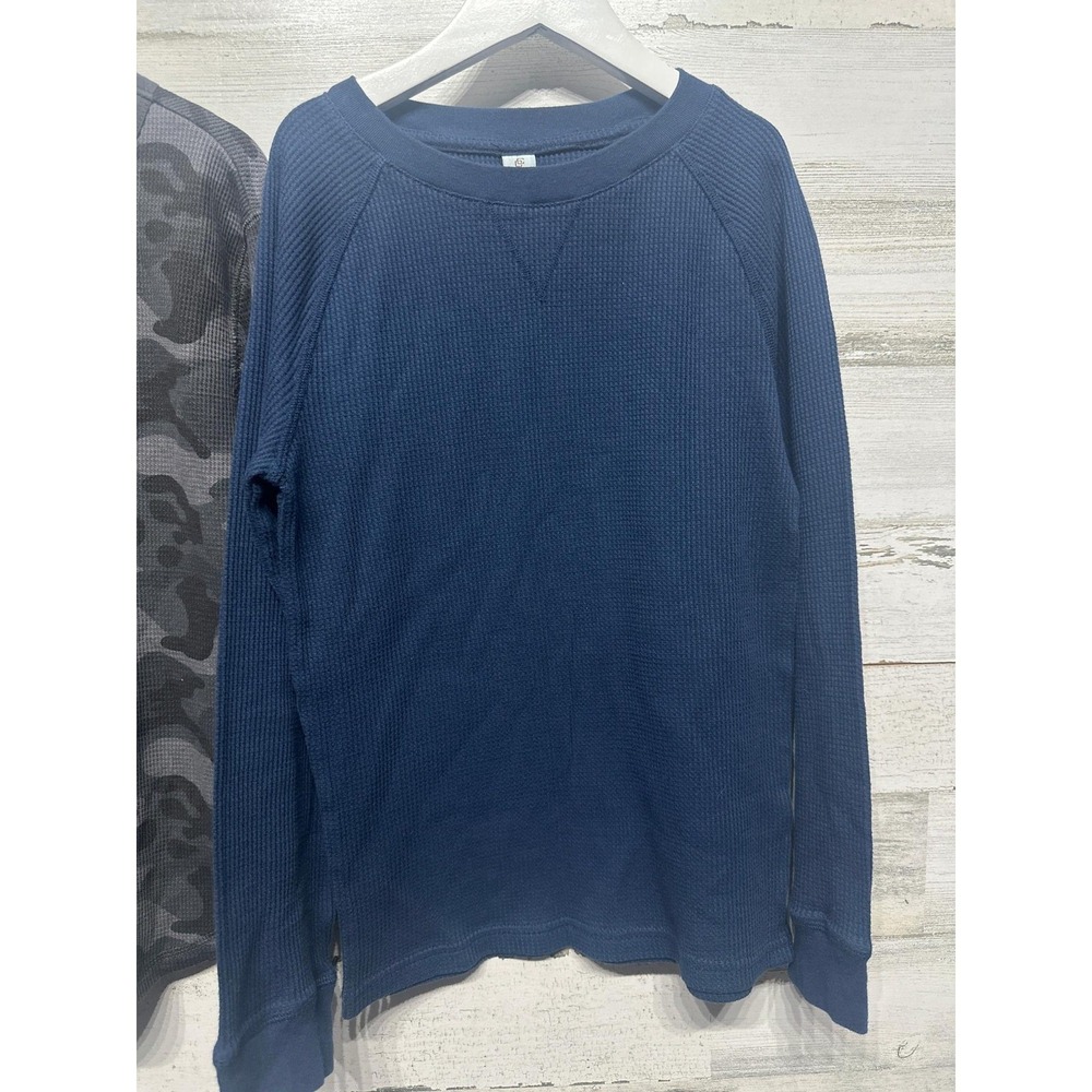 Thermal Shirts Class Club Old Navy Boys Large 10-12 Blue Camo Waffle Knit - Picture 3 of 3